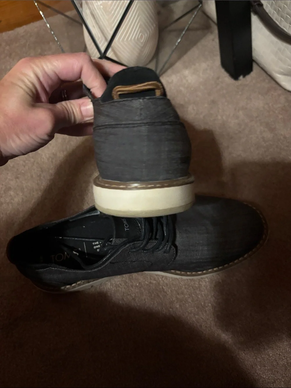 Toms Black Casual Derby Shoes with Cream Sole